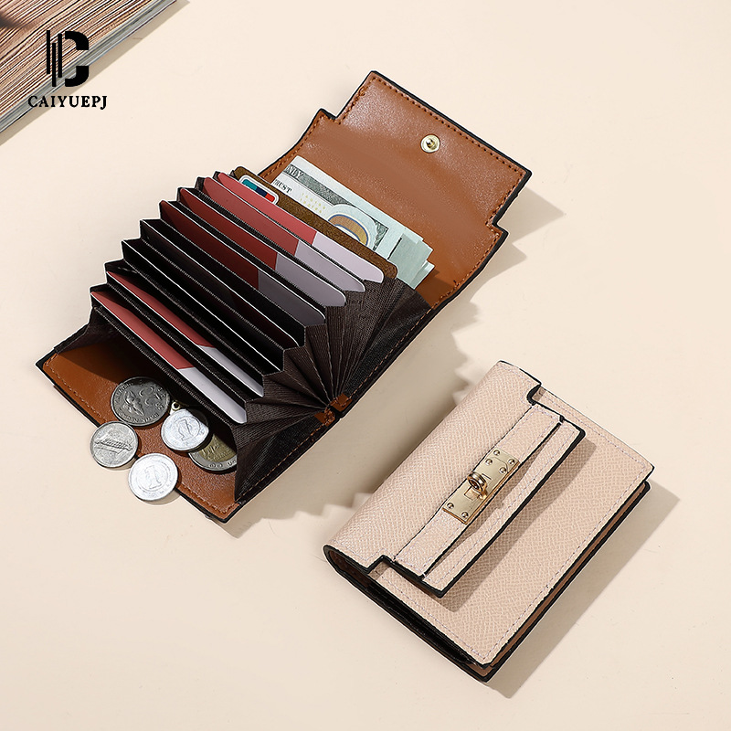 New solid-color card bag for women, small and multi-slot wallet, ins high-end Wallet, short clutch bag Application Scenario