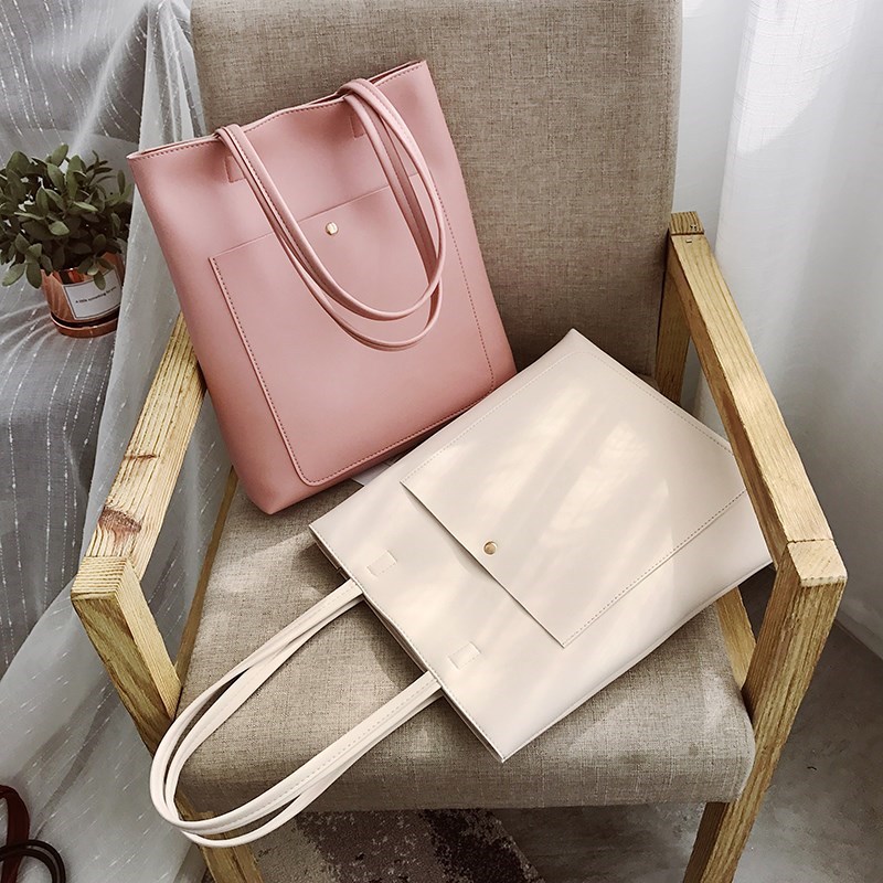Factory direct sales of women's bags 2022 Spring New Korean style fashionable women's hand-held trendy single-shoulder bag PU large bag full figure