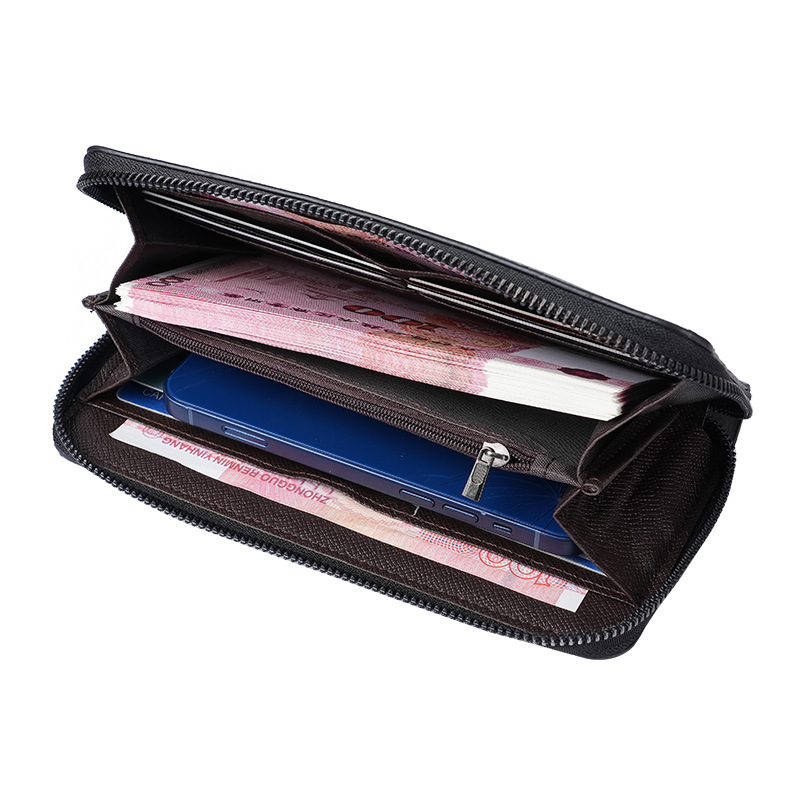 Long men's zipper wallet, large-capacity wallet, clutch, mobile phone bag, casual business card money details Picture