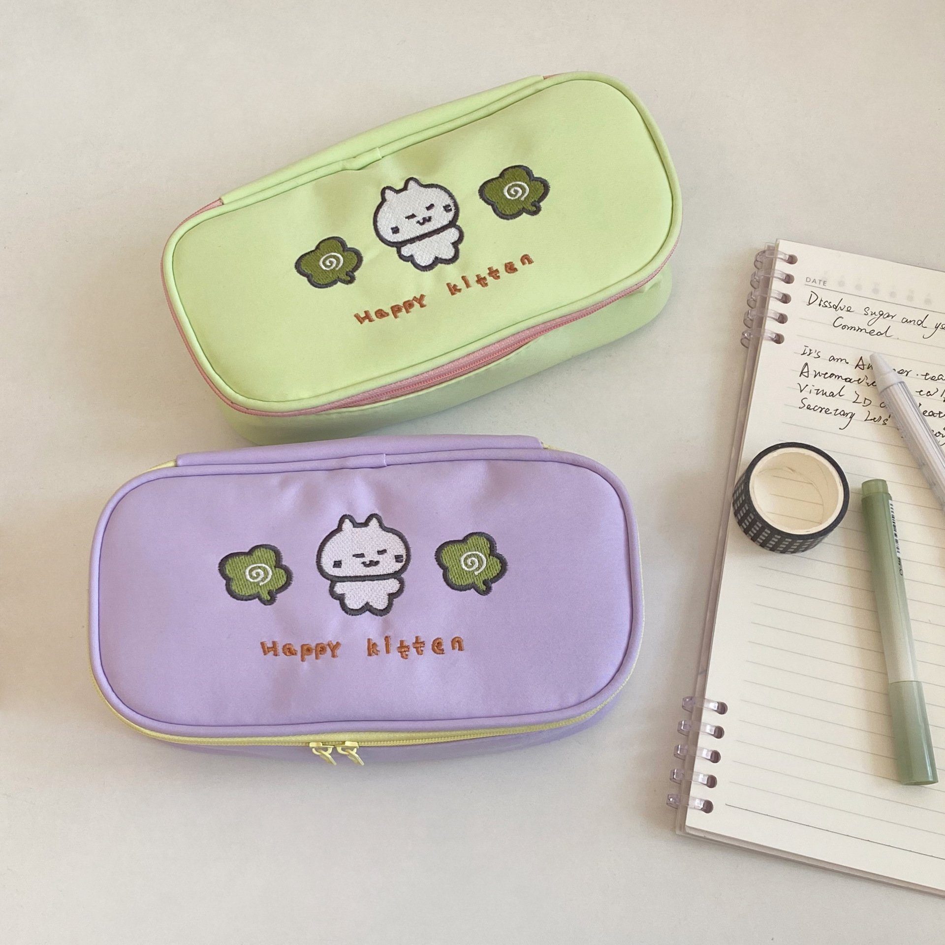 Macaron-colored four-leaf clover Gie pencil case, high appearance level, large capacity stationery bag for children and students, storage bag, pencil case Specification drawing