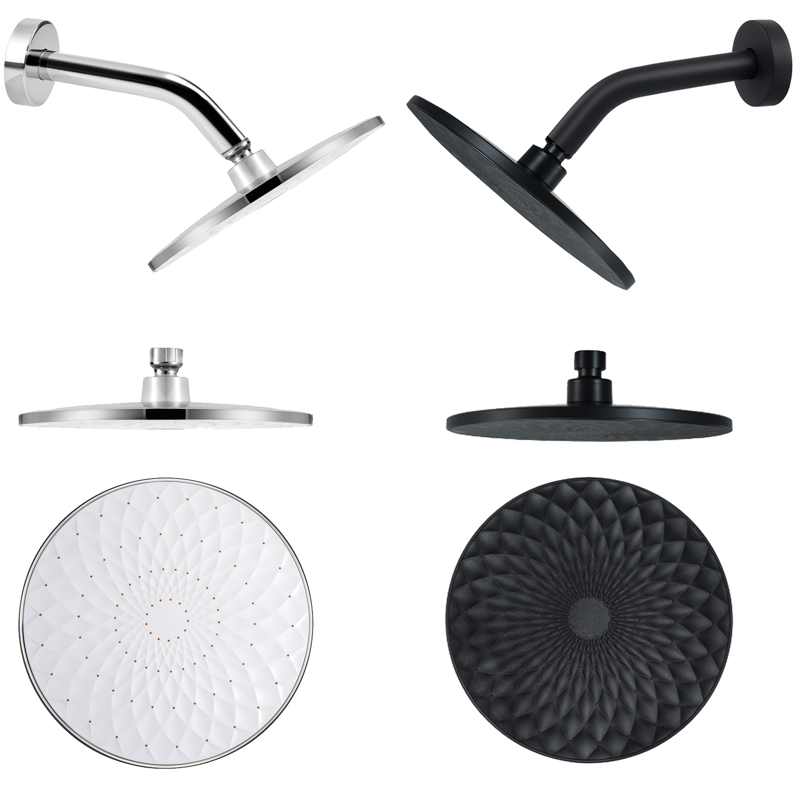 HIDEEP bathroom home round, modern and simple white concealed showerhead with ceiling and wall spray, single function full figure
