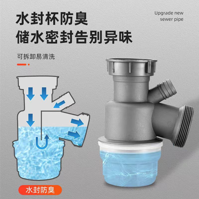 Kitchen sink drain pipe accessories, sink double basin drain, sink sink sink sewer drain pipe set Specification drawing