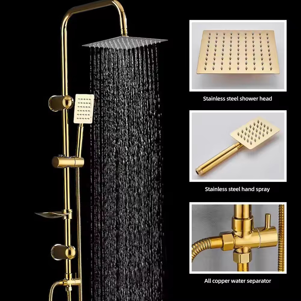 Simple shower head set for bathroom, all-copper wall-mounted single-cooling shower pole with nozzle, black, cross-border export wholesale Application Scenario