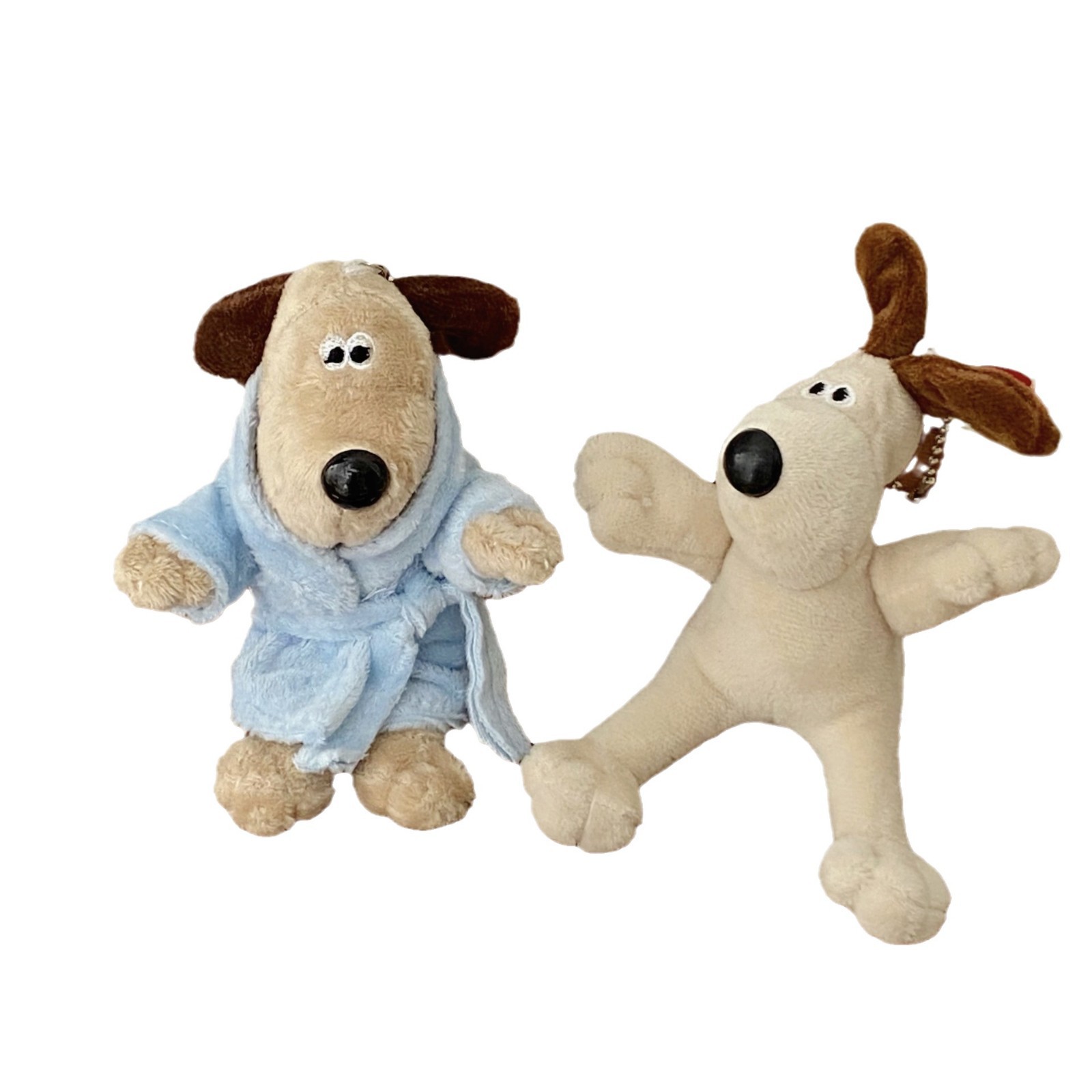 Cute pet owner dog keychain bathrobe, adorable puppy cartoon plush toy pendant, birthday gift doll Item Picture