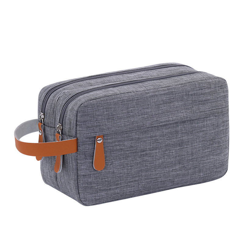 Cross-border new double-layer men's toiletry bag, travel portable large-capacity hand-held makeup bag, cosmetics storage bag Item Picture