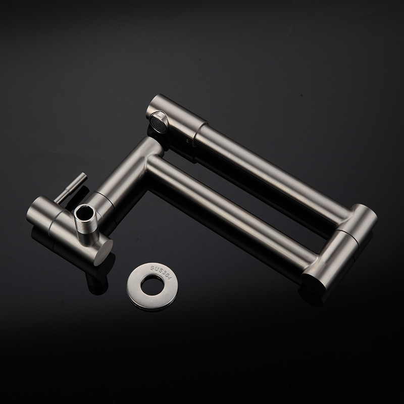 Single-cooling wall-mounted folding kitchen faucet, 304 stainless steel sink, sink, brushed kitchen faucet Application Scenario