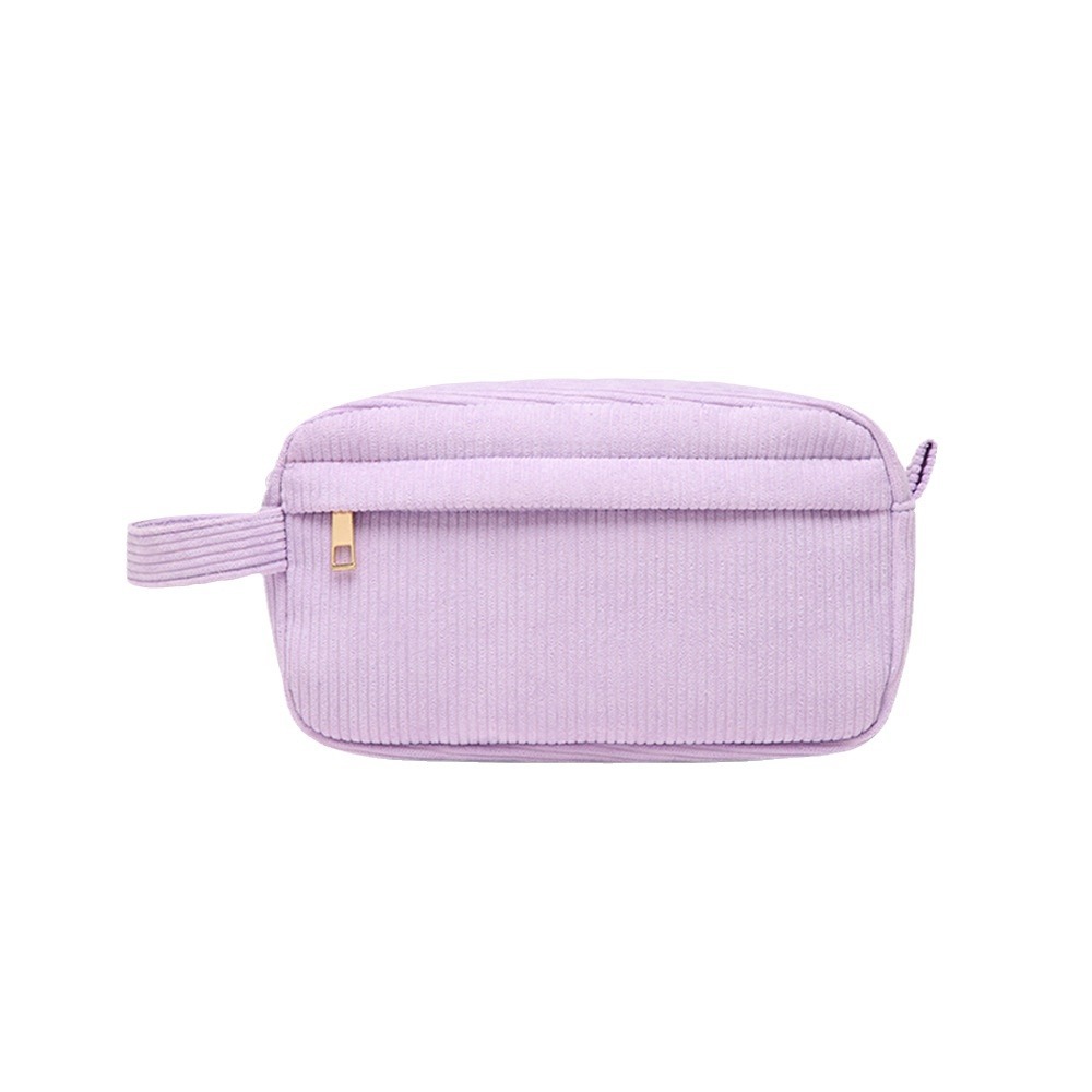 The new corduroy makeup bag is a fashionable, simple, mini and portable cosmetic lipstick storage bag with a large hand-held capacity Item Picture