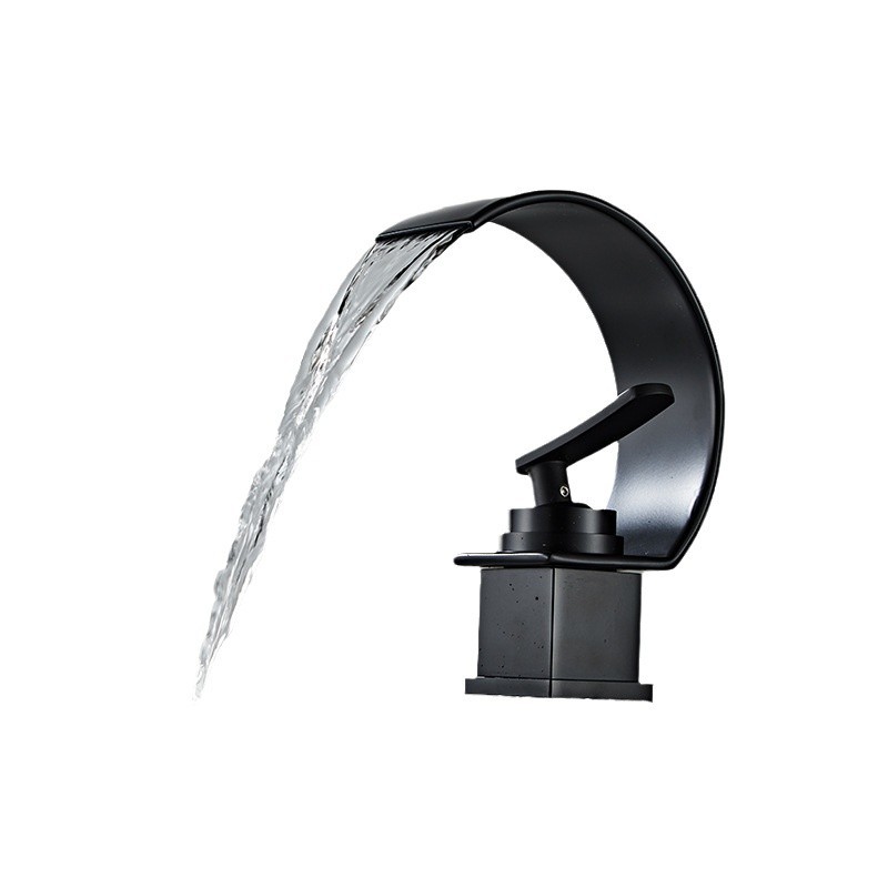 Bathroom washbasin copper faucet, black antique plated, countertop, waterfall faucet, household bathroom washbasin faucet Item Picture