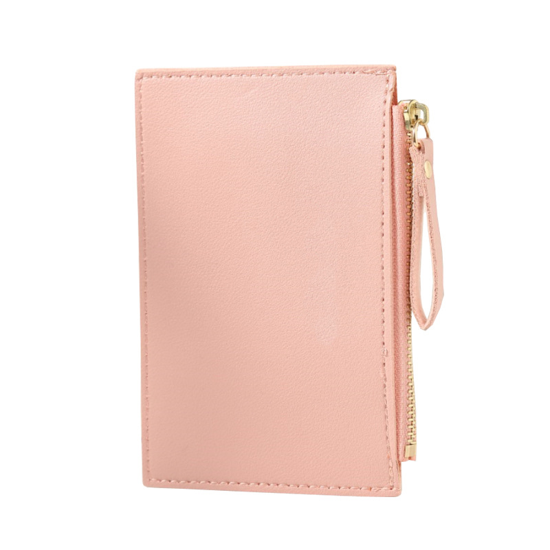 Wallet, card case, coin purse, zipper bag, solid color wallet for women, student bus card, ID storage, fixed logo Item Picture