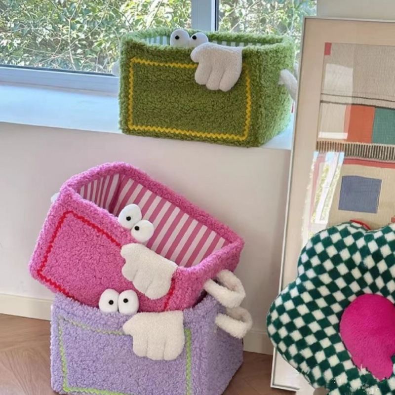 Korean InS-style toy basket, cute storage basket, miscellaneous snacks, toy organizing basket, cartoon foldable dirty clothes basket details Picture