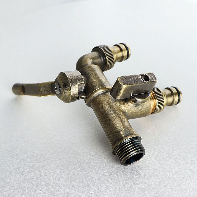 All-copper outdoor faucet anti-freezing, one in and two out, 4-minute outdoor tap for watering flowers in the courtyard garden Specification drawing