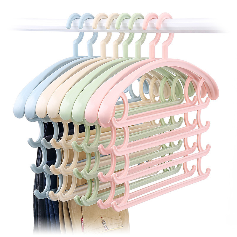Creative multi-layer plastic adult magic pants rack wardrobe, four-layer scarf rack, multi-functional traceless clothes hanger, dress pants rack full figure