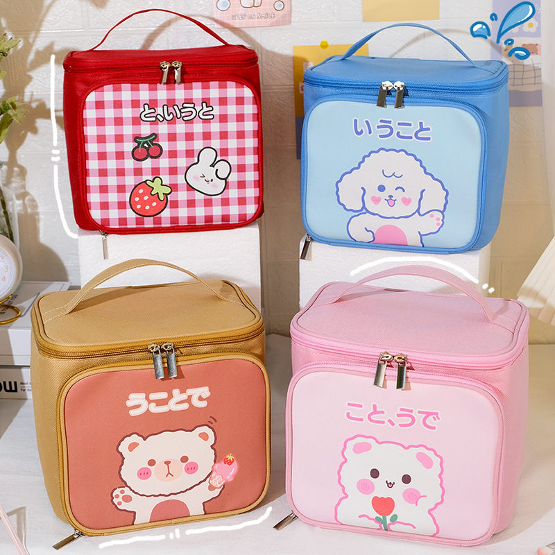 Cute large-capacity portable storage toiletries bag, travel hand-carry, ins high appearance level bucket makeup bag wholesale details Picture