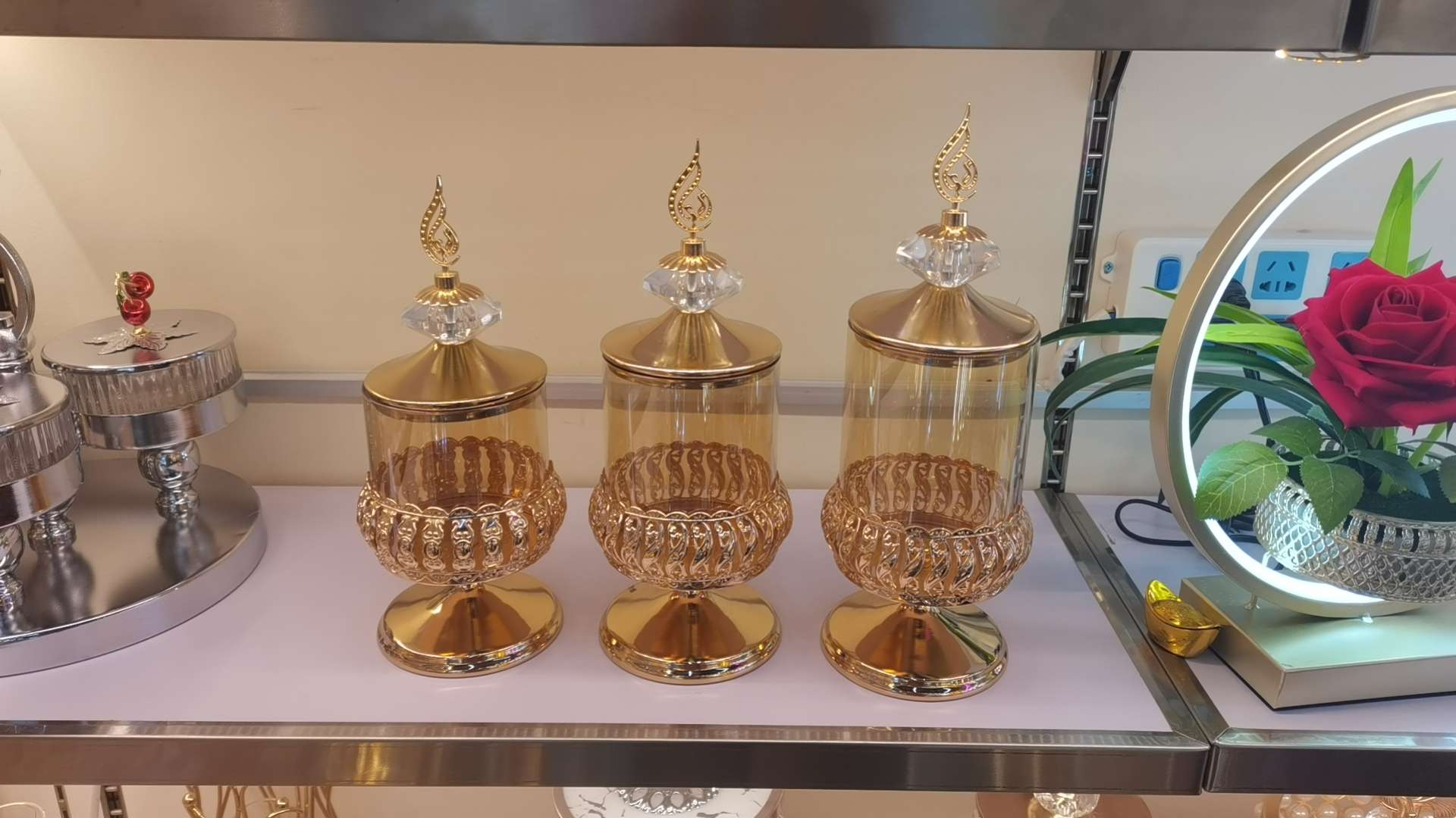 玻璃工艺品沉香手串礼品花瓶落地镜装饰小元宝创意摆件