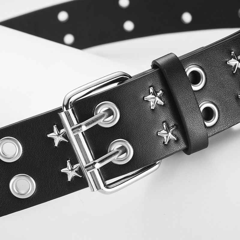 Retro design sense, niche rivet punk star belt, unisex metal buckle belt, ins style Application Scenario