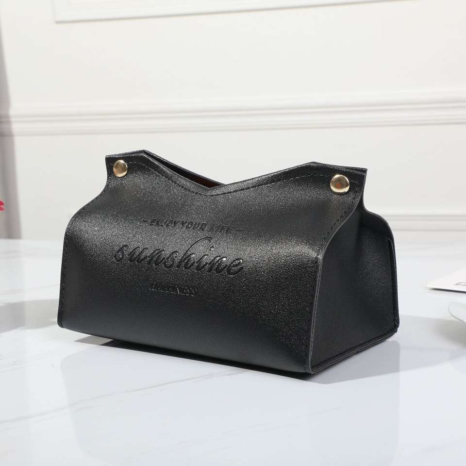 New Nordic-style hotel leather tissue box, InS-style home living room desktop storage, car PVC leather tissue box detail image 10