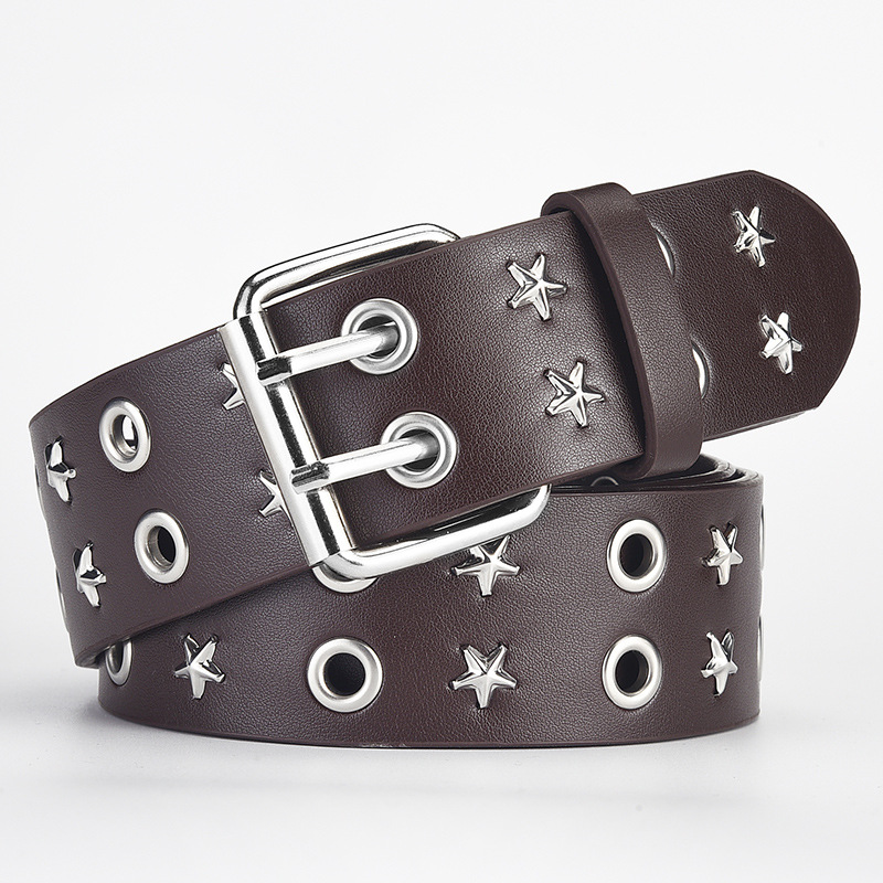 Retro design sense, niche rivet punk star belt, unisex metal buckle belt, ins style details Picture