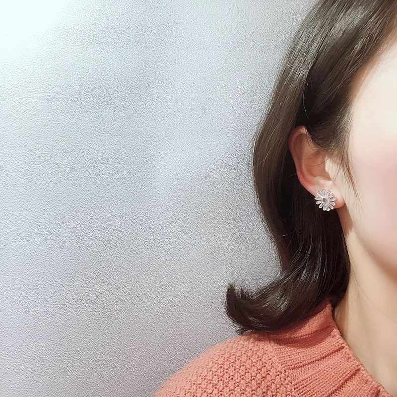 Xuhui brand exquisite and light luxury copper plated with real gold and zirconia 925 silver needle hollowed-out snowflake earrings, fashionable and elegant full figure