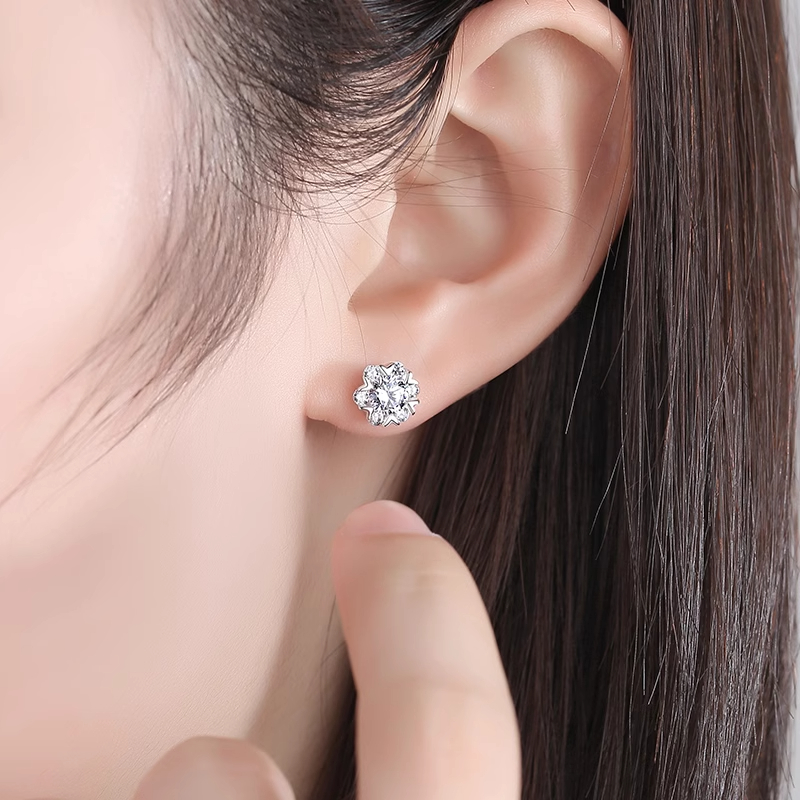 Xuhui brand exquisite and light luxury copper plated with real gold and set with zircon 925 silver needle full zirconium snowflake earrings, fashionable and elegant details Picture