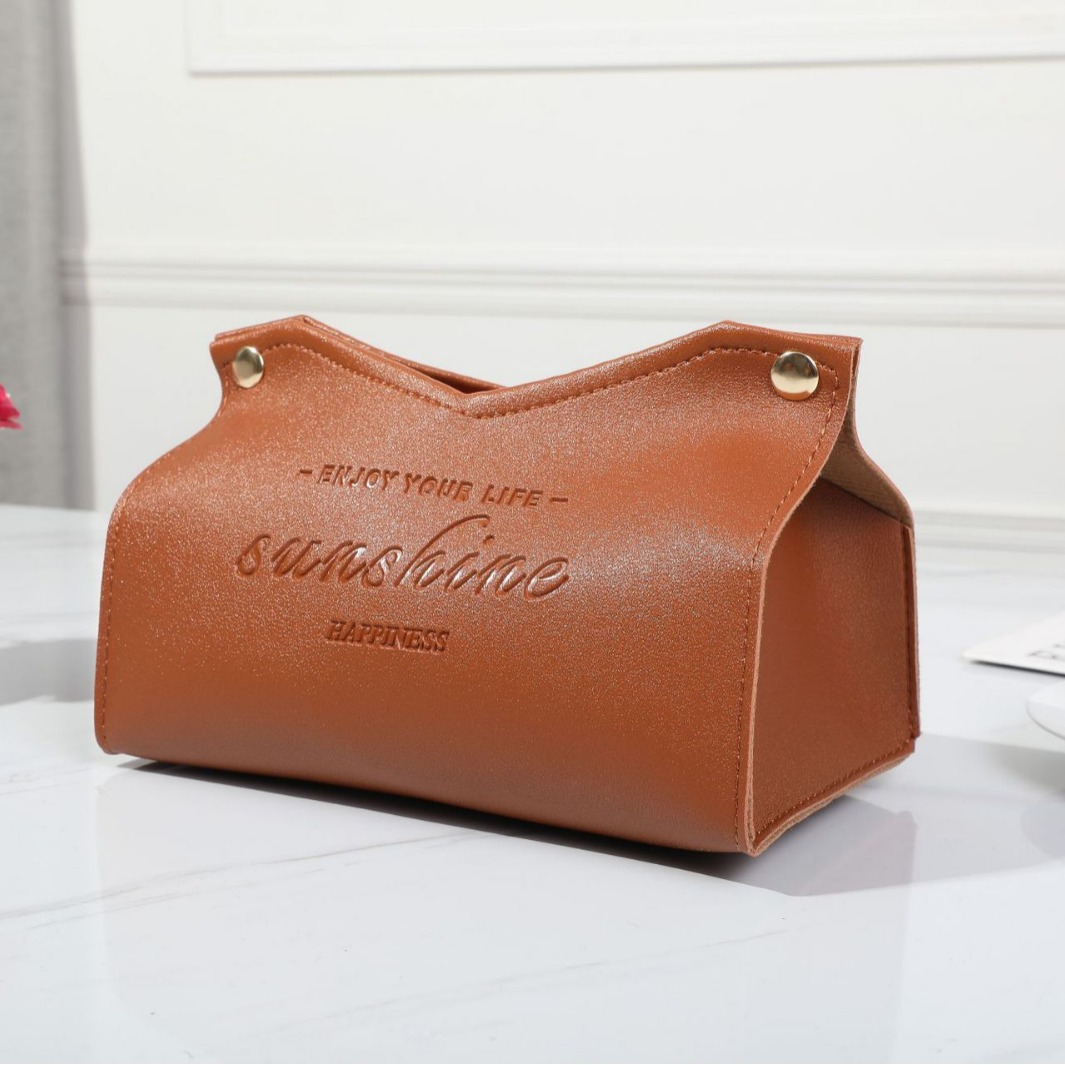 New Nordic-style hotel leather tissue box, InS-style home living room desktop storage, car PVC leather tissue box Application Scenario