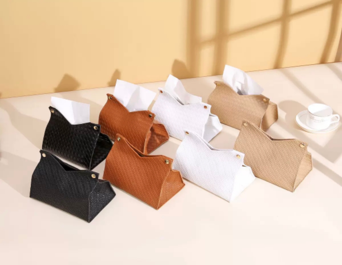 Leather woven tissue box, simple, creative, elegant and fashionable tissue box, living room, dining table, coffee table, bathroom tissue box Item Picture