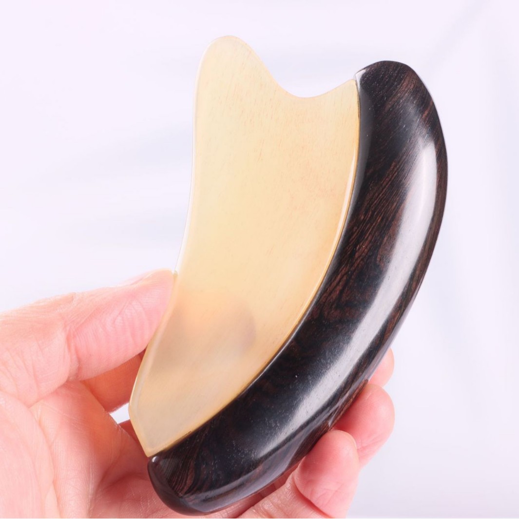 紫光檀羊角刮痧板黑檀木刮痧片按摩