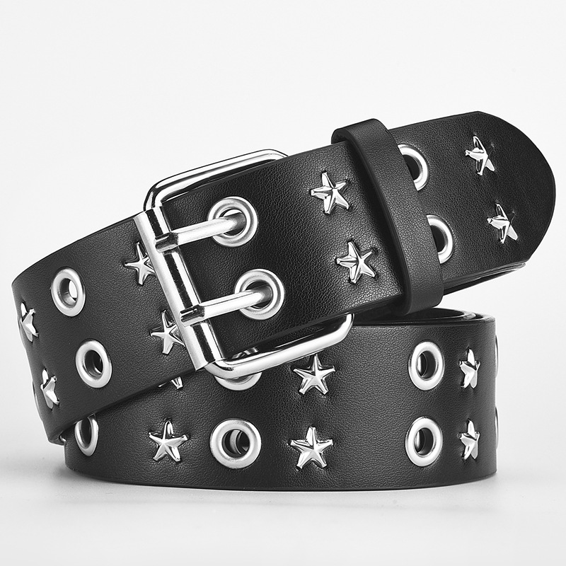 Retro design sense, niche rivet punk star belt, unisex metal buckle belt, ins style Item Picture