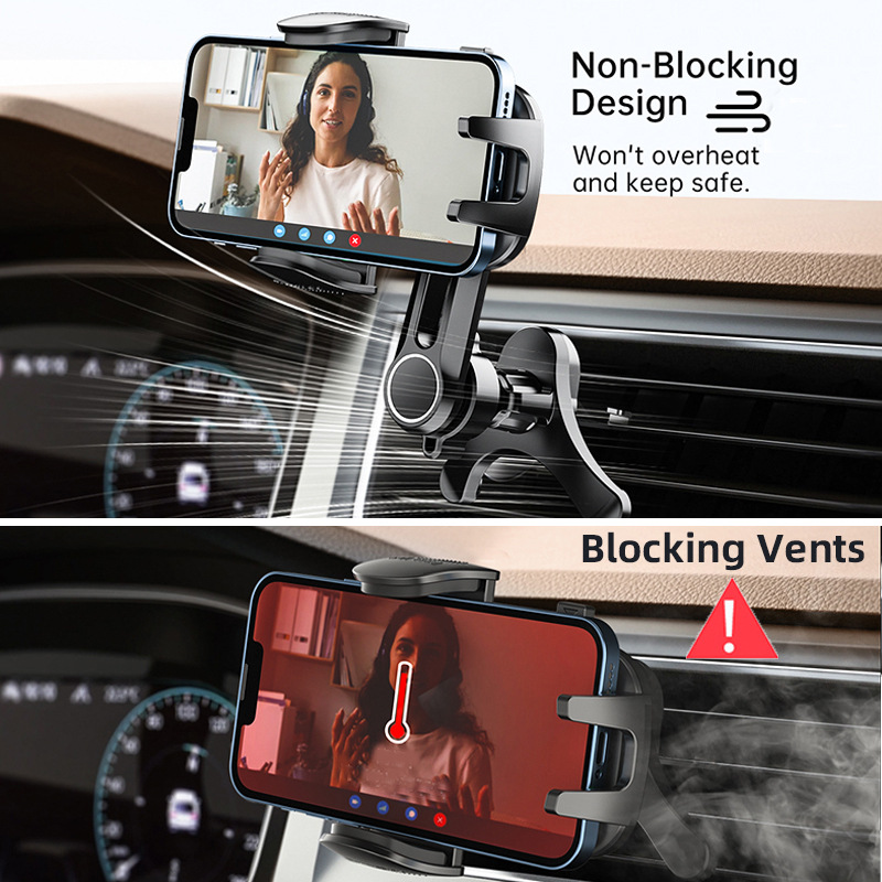 New second-generation Y-shaped base circular air conditioning outlet car bracket clip for car air outlet mobile phone stand accessories details Picture