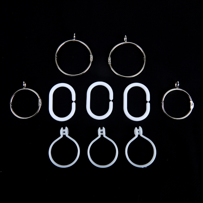 The manufacturer supplies metal curtain rings, Roman rods, open rings, curtain hook accessories, plastic C-rings and curtain hanging rings details Picture