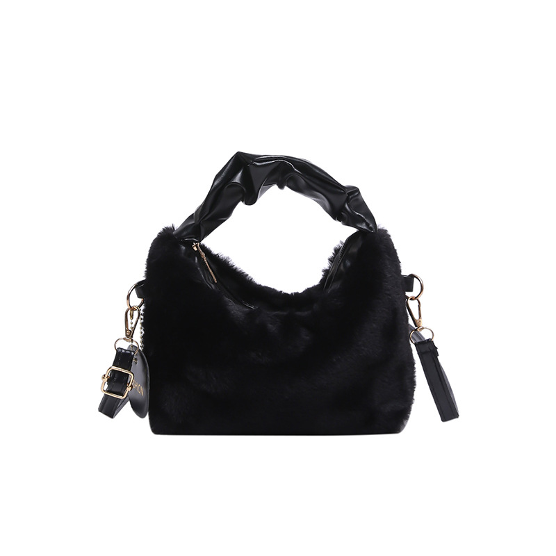 Fluffy fashion handbag 2024 Winter new style versatile ins single-shoulder crossbody bag stylish casual bag Korean version Item Picture