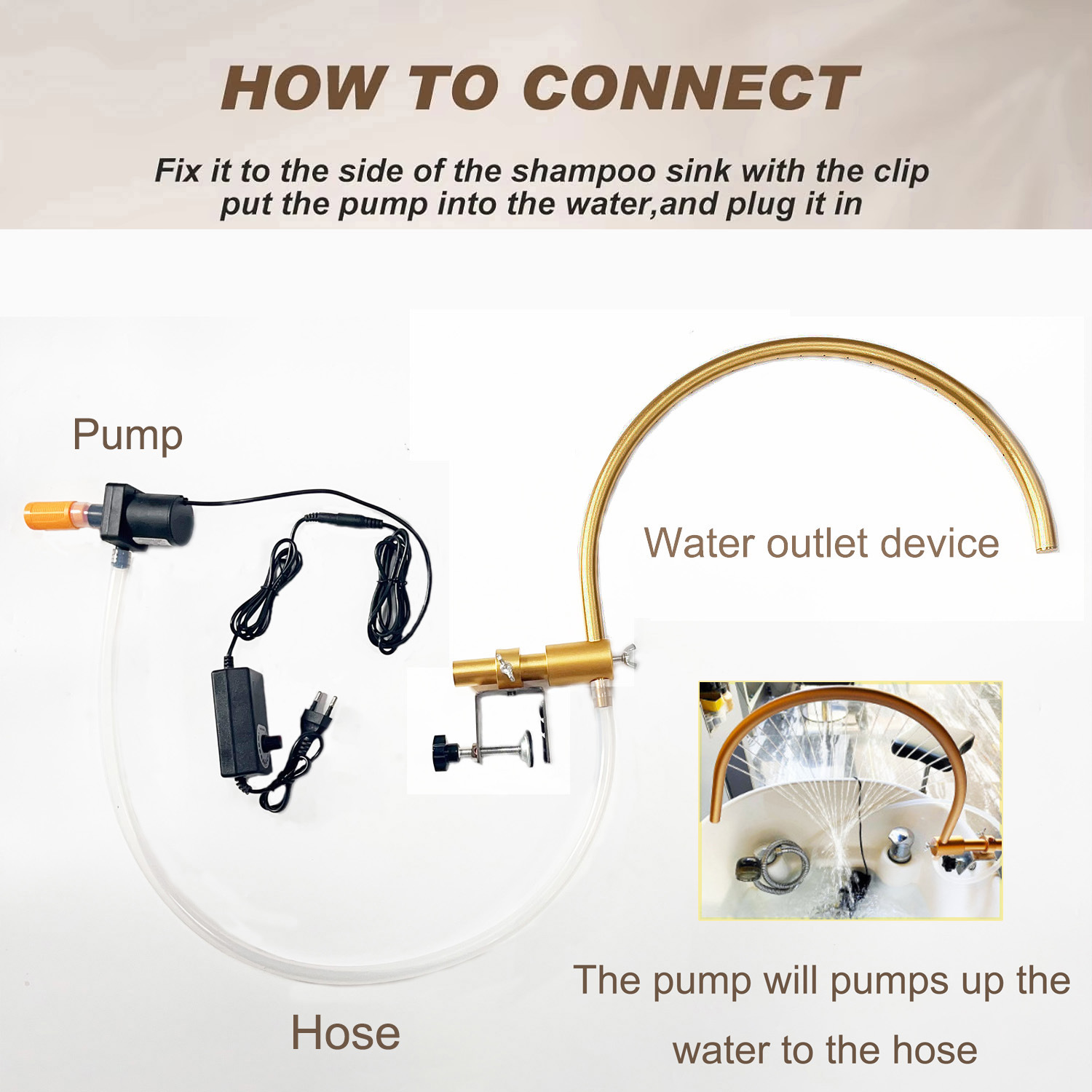 The cross-border adjustable water circulation flushing head ceramic basin is equipped with a bent pipe head therapy accessory and a convenient upgraded version of the flushing bed Specification drawing