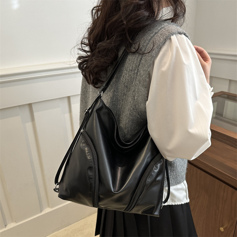 Fashionable retro large-capacity single-shoulder bag, trendy 2025, niche design backpack, women's casual and simple tote bag Specification drawing