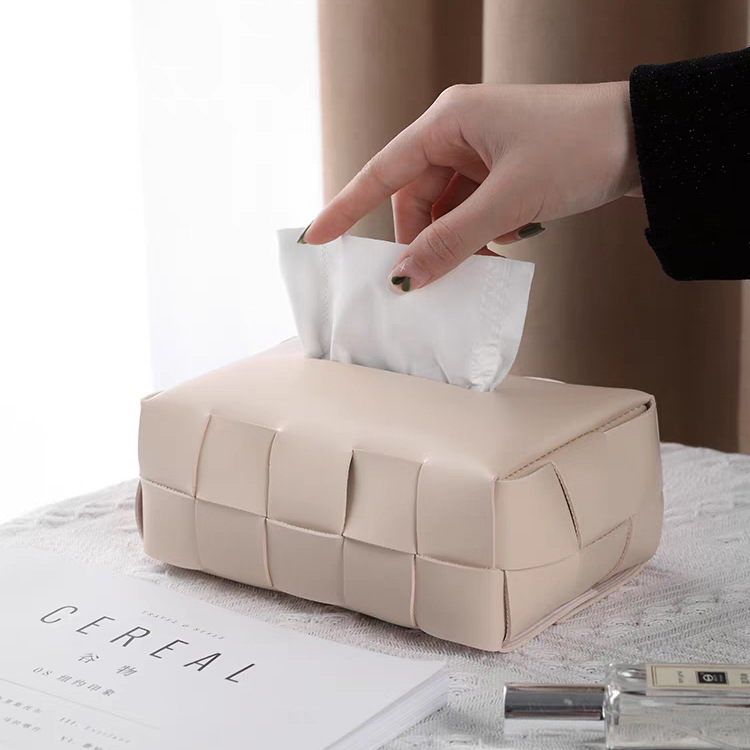 Retro black and white checkered tissue box, living room light luxury dining table tissue box, American leather paper tissue box, napkins Specification drawing