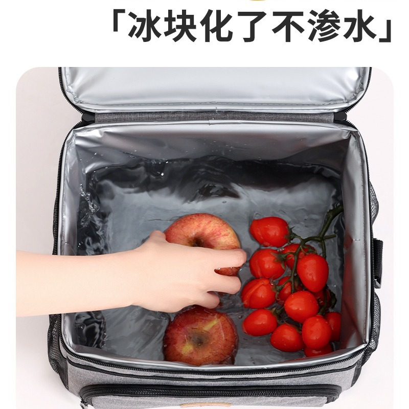 Runhui Amazon's best-selling picnic bag, PEVA waterproof insulated bag, large-capacity insulated lunch box bag, hand-held bento bag details Picture