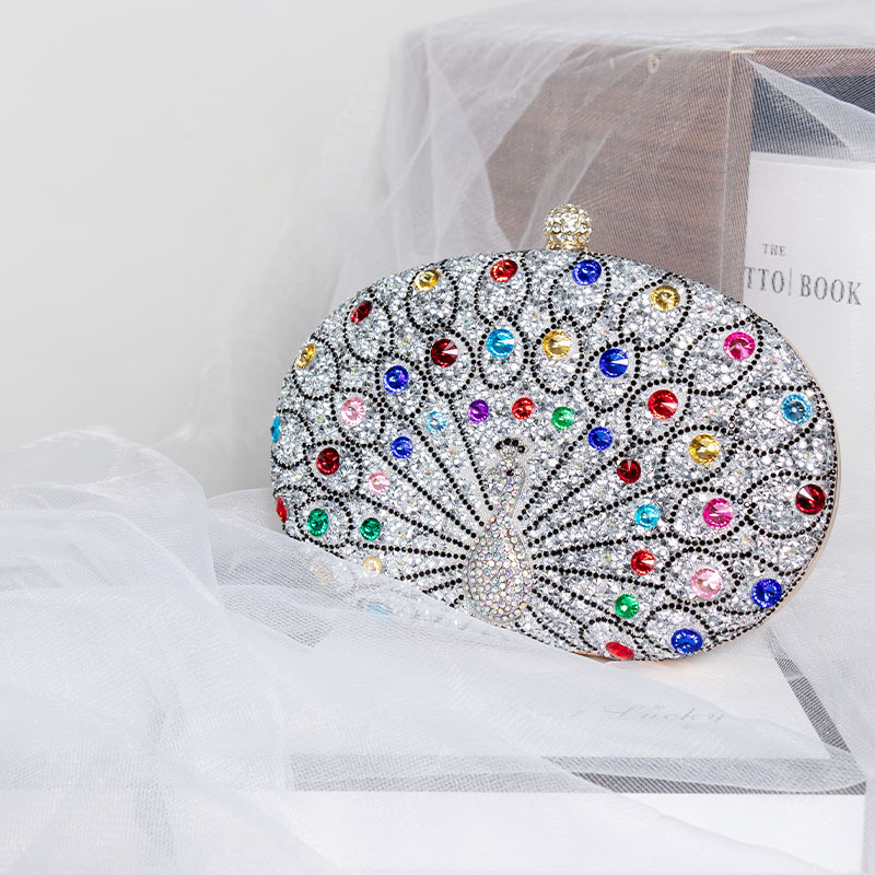 New peacock diamond-encrusted evening bag, cross-border European and American retro style pair bag, black high-end evening dress bag Application Scenario