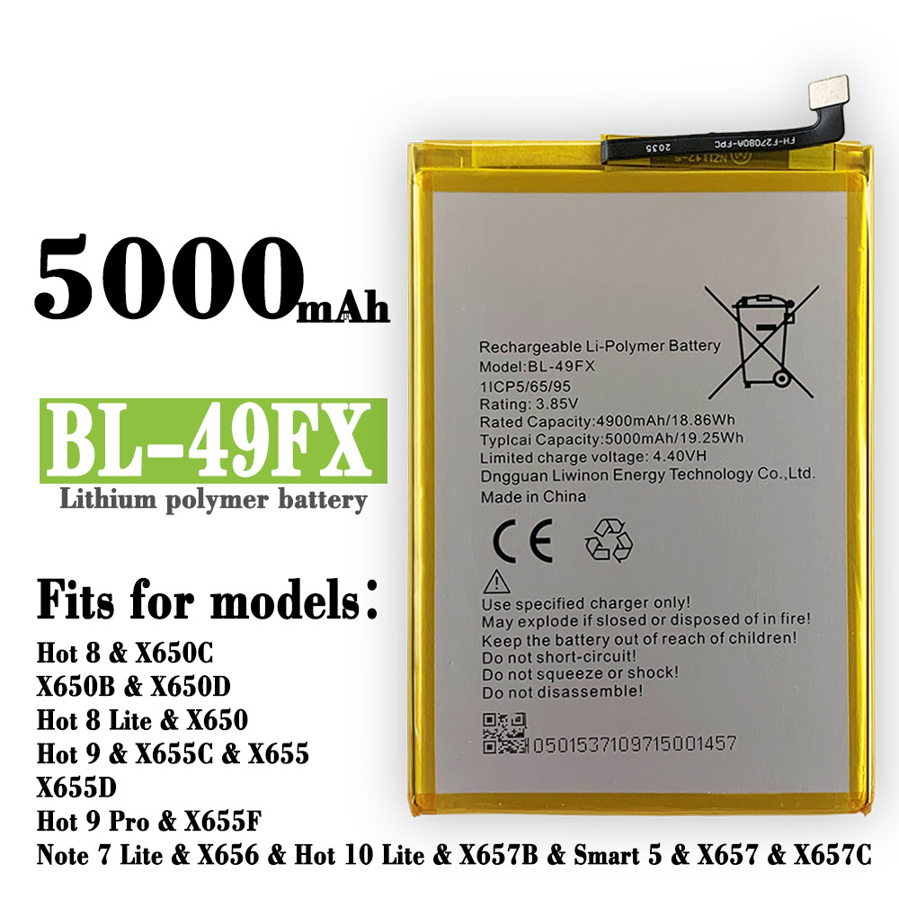 Compatible with Transsion /infinix X680/Hot 9 play/X652B/Smart 4 built-in mobile phone battery details Picture