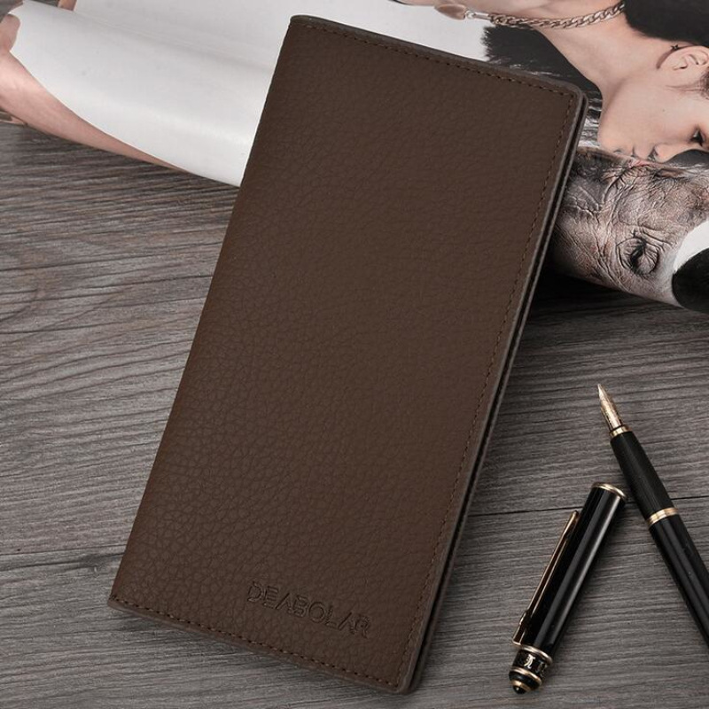 Wholesale of new long soft leather lychee pattern wallets for men in foreign trade, two-fold Korean version multi-slot wallets, wallets and card cases Application Scenario