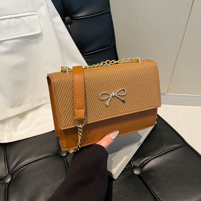 Korean niche high-end chain women's bag 2025 Spring/Summer new style popular bow single-shoulder crossbody bag small square bag full figure