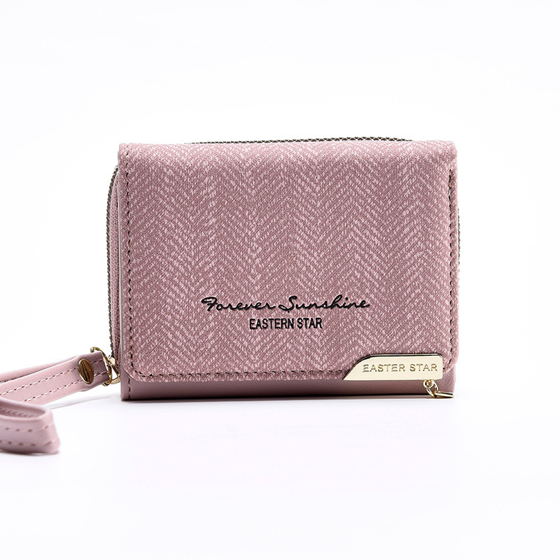 New Korean-style women's wallet, short zipper, multi-slot solid color coin purse, Wallet wholesale Item Picture