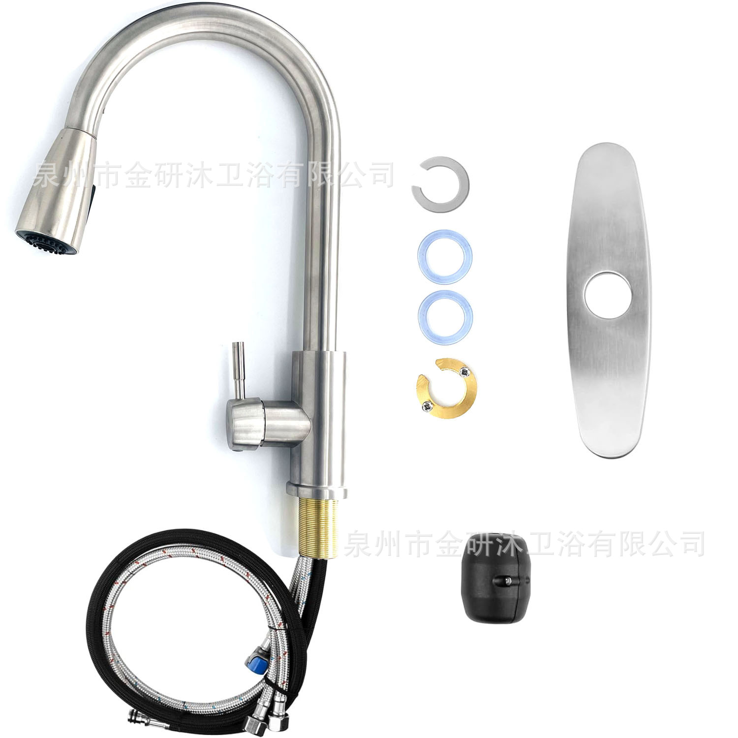 Cross-border 304 stainless steel brushed nickel cold and hot sliding kitchen faucet, telescopic universal sink faucet full figure
