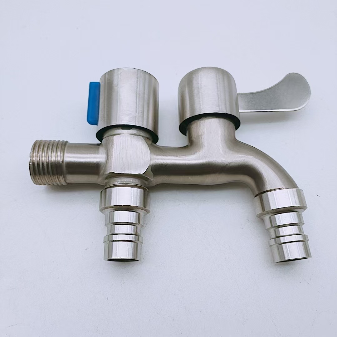 Alloy brushed multi-functional faucet, one inlet and two outlets, dual-water faucet, dual-outlet and dual-on washing machine faucet details Picture