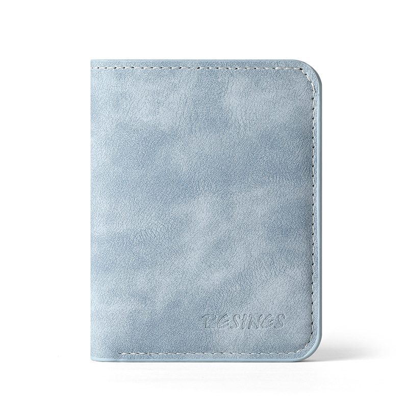 Factory direct sales of short matte textured wallets, large-capacity anti-theft swiping, 20% off wallets, neutral soft leather card cases for export Item Picture