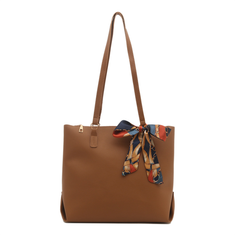 Tote bags for Women 2025: Trendy, simple handbag, silk scarf decoration, shoulder bag, underarm bag Item Picture