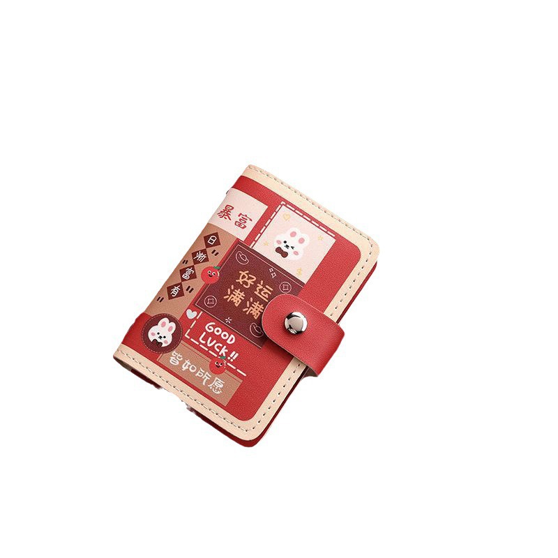 Douyin's best-selling auspicious card bag for women, a lucky loose change and ID card storage bag, anti-demagnetization snap card and ID card all-in-one bag Item Picture