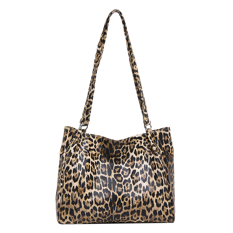 High-end leopard print tote bag for women's winter, large-capacity, high-quality women's bag, fashionable and versatile, commuting single-shoulder bag Item Picture
