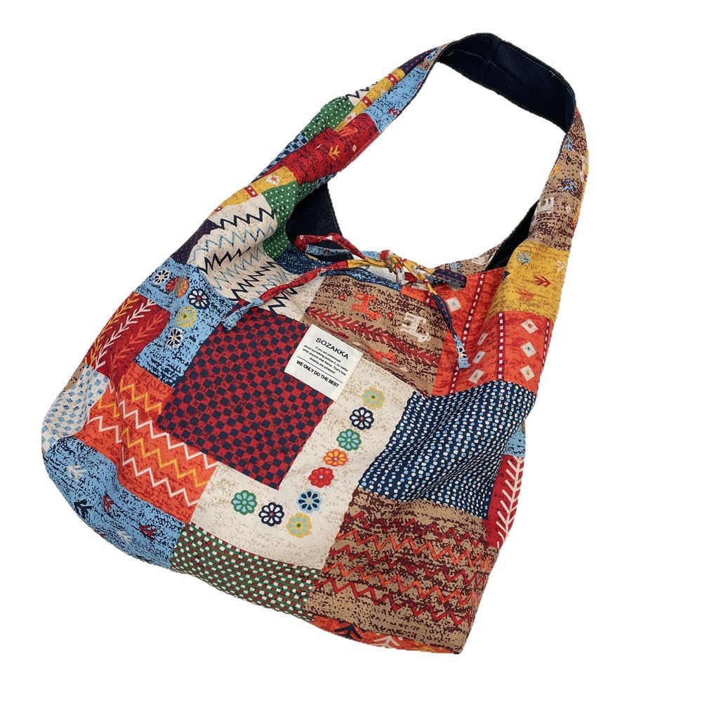 The new 53225 floral canvas bag is a dual-purpose commuter single-shoulder bag with ethnic patterns Item Picture