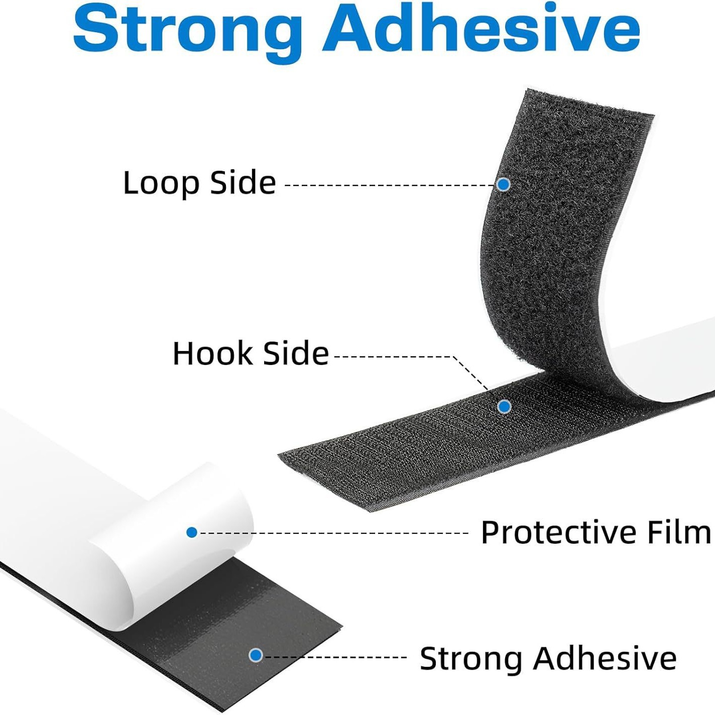 Double-sided Velcro tape with adhesive backing, strong curtain adhesive strip, door curtain mother-and-child adhesive strip, self-adhesive tape adhesive strip Specification drawing