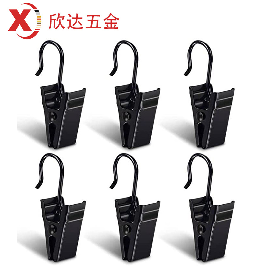 Cross-border metal curtain clips, home bath curtain hook clips, curtain buckle accessories, small clips with hooks, iron clips in stock details Picture