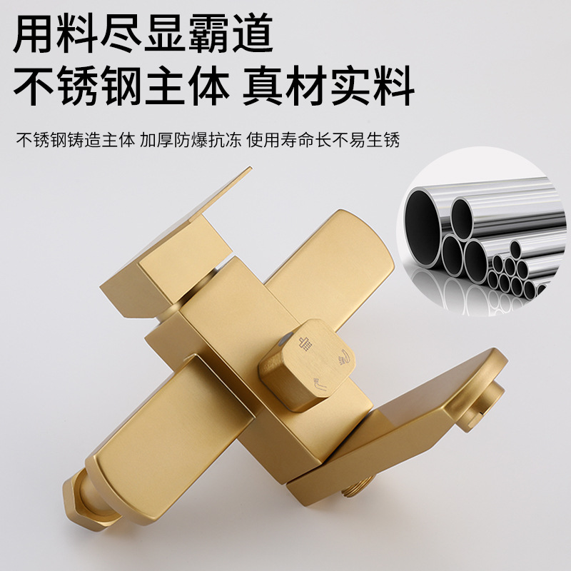 Black stainless steel shower head set, brushed gold wall-mounted shower head, cross-border export manufacturer wholesale details Picture