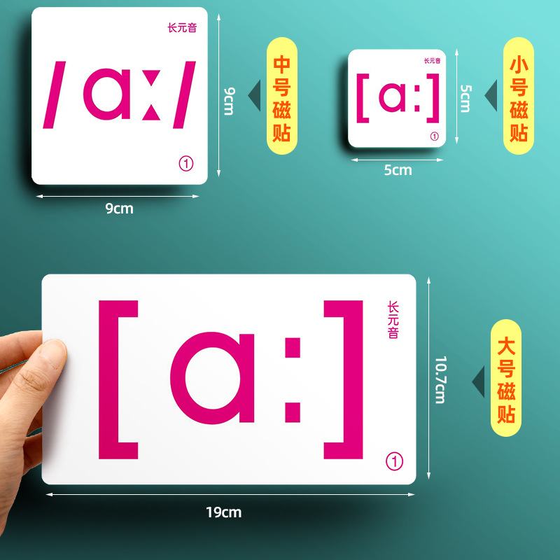 English International Phonetic Alphabet cards in large, medium and small sizes, student and teacher magnetic stickers, teaching AIDS, junior high school English version magnetic stickers Specification drawing